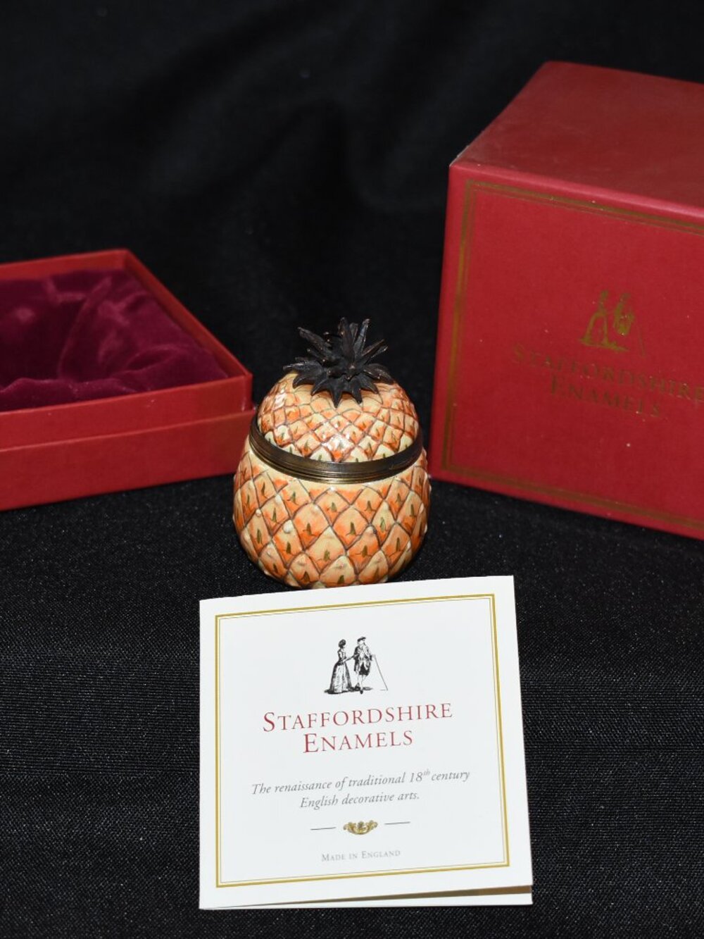 Staffordshire Enamels Pineapple Handpainted Enamel on Copper Trinket Box 55/196